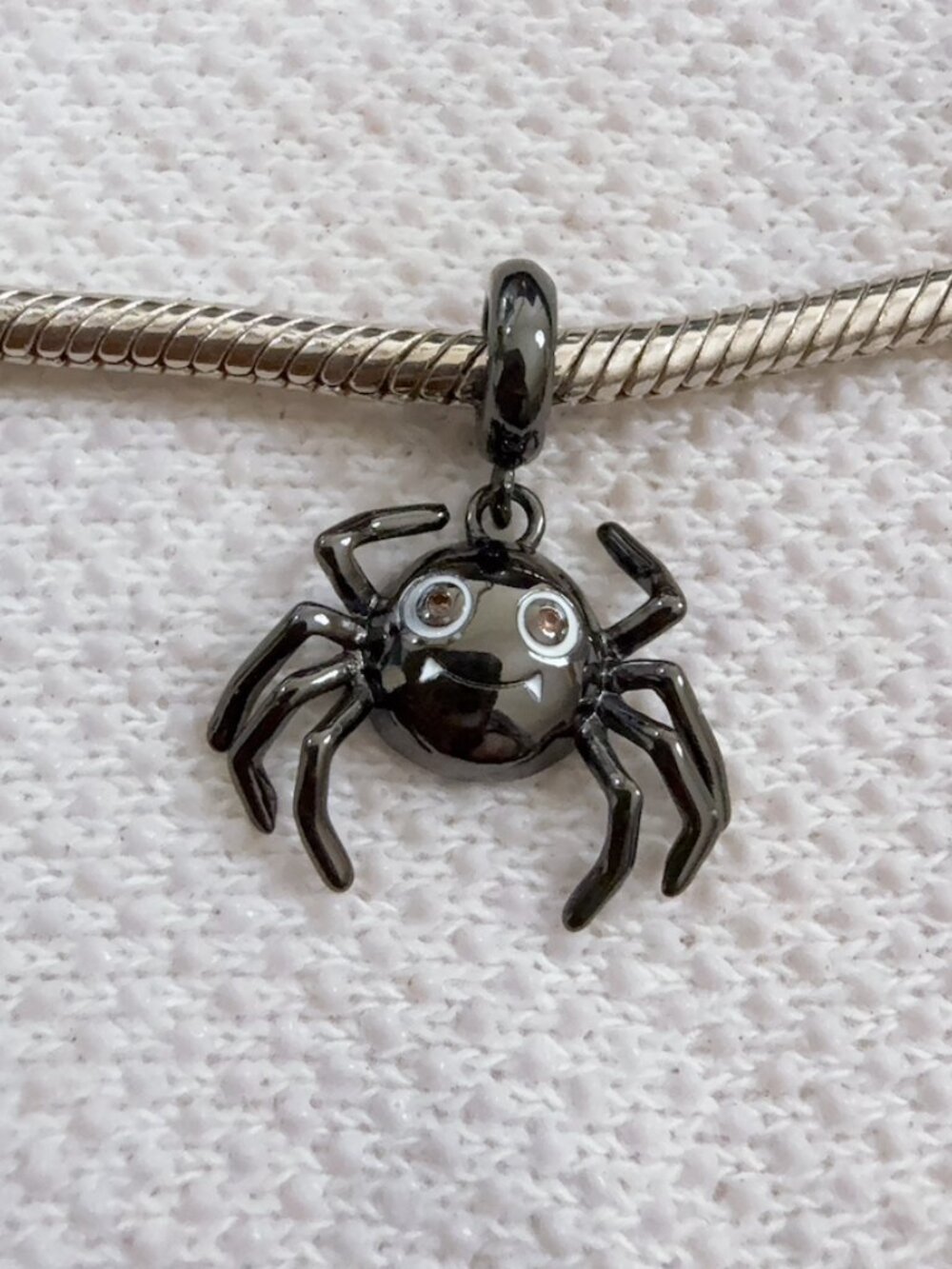 Black Spider Charm Silver Charm Halloween Charm For Pandora Bracelet